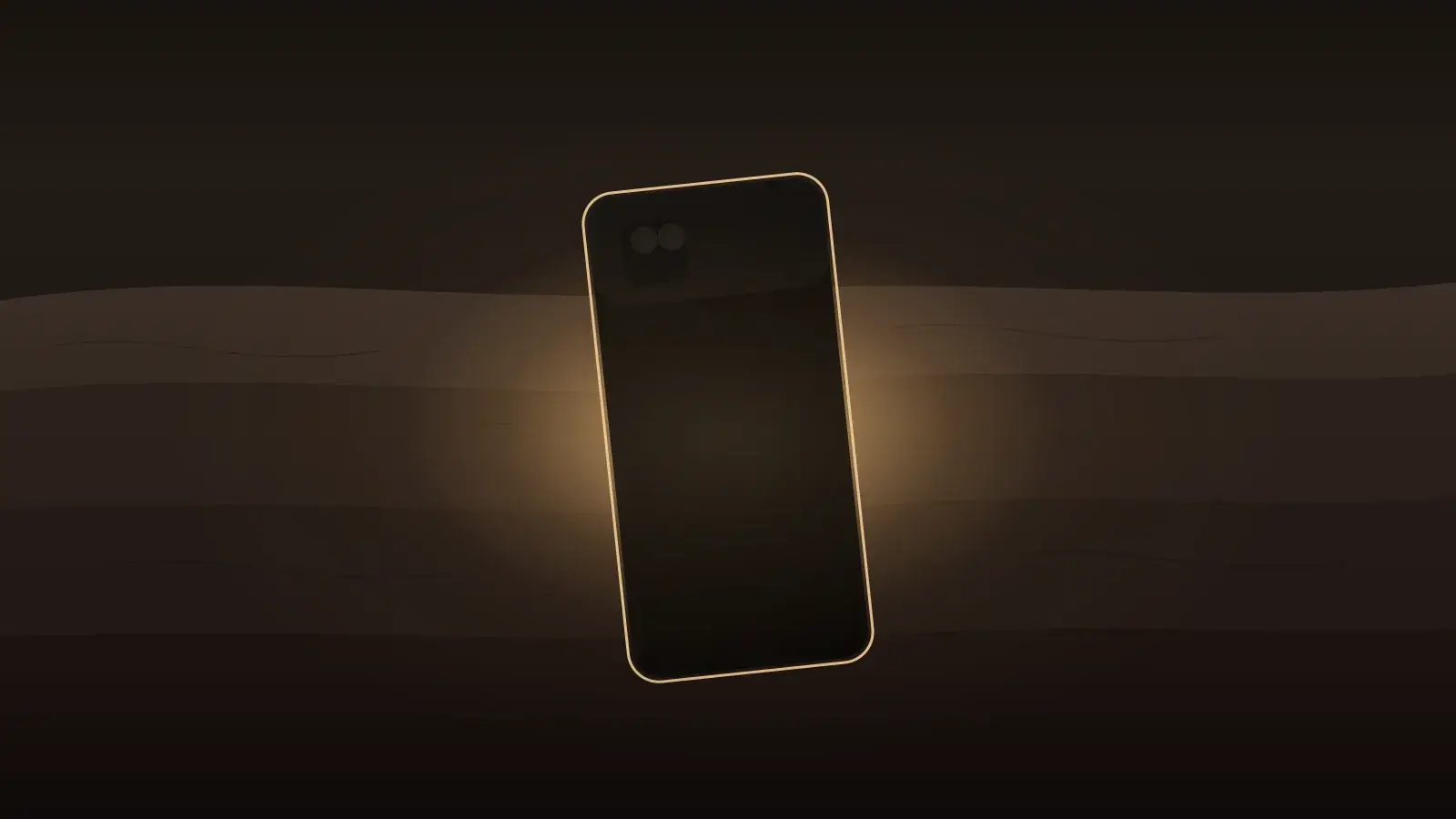 An illustration of a phone lying face-down on a dark, rumpled duvet at night, glowing warmly around its edges as light leaks out from underneath it.