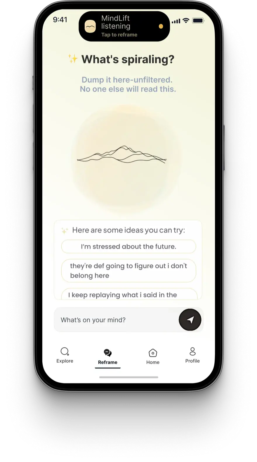 MindLift thought-input screen