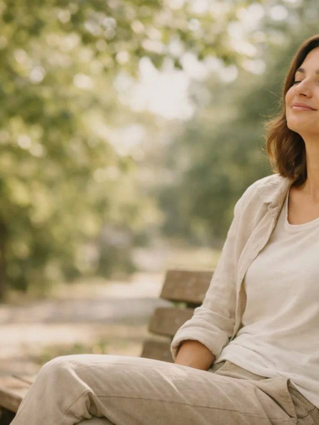 Calm hands resting open, grounding in the present moment